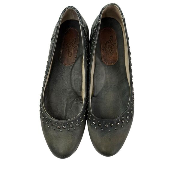 Freebird Blossom Studded Leather Ballet Flats Gunmetal Gray Size 9 Shoes